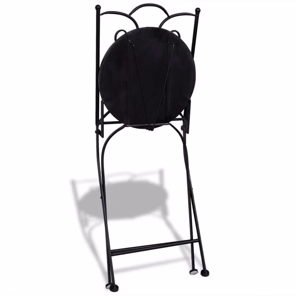Berkfield Home 3 Piece Ceramic and Metal Bistro Set in Blue and White Geometric Mediterranean Design – 2