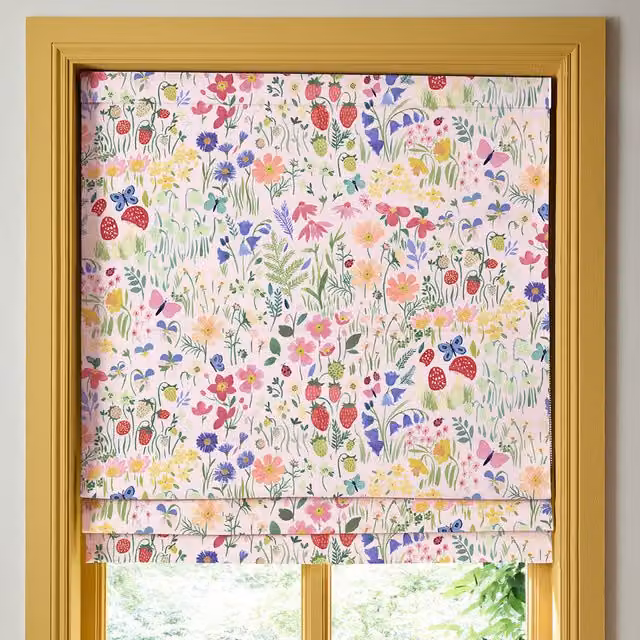 Wee Blue Bell Secret Garden Made To Measure Blackout Roman Blind in Rose Floral Multicolour