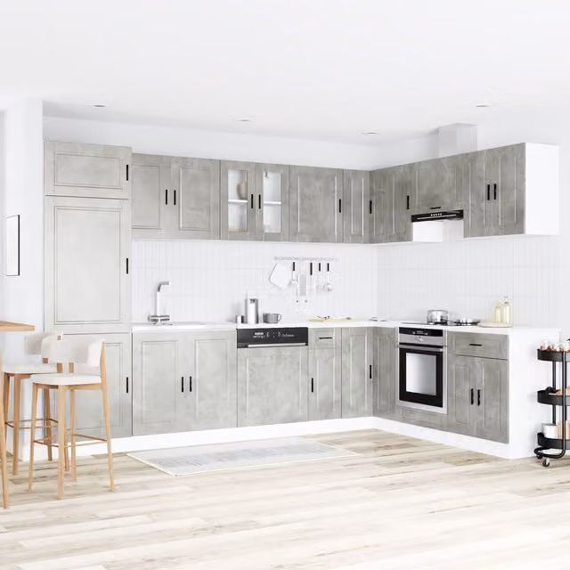 Berkfield Home Porto Sink Base Cabinet in Concrete Grey, W/D/H: 80 x 46 x 84.5 cm