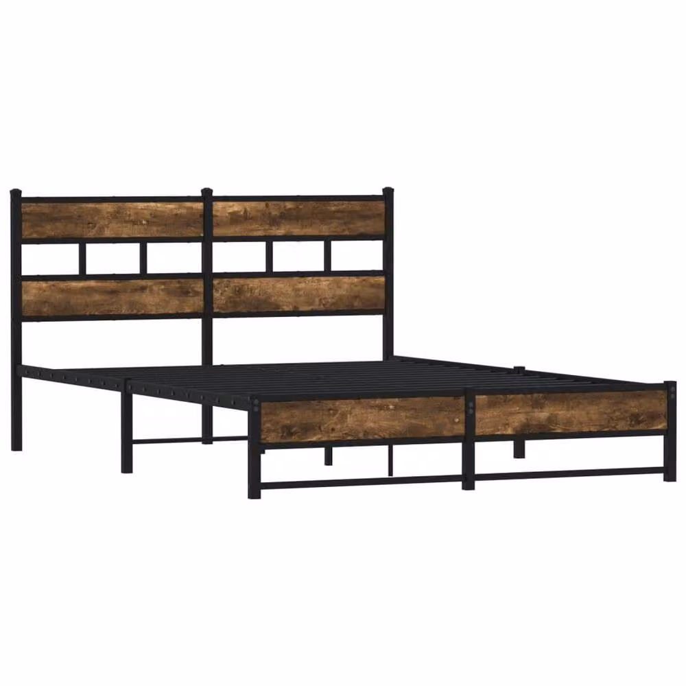 Berkfield Home Metal Bed Frame in Smoked Oak Brown, W: 160 cm, L: 200 cm – 3