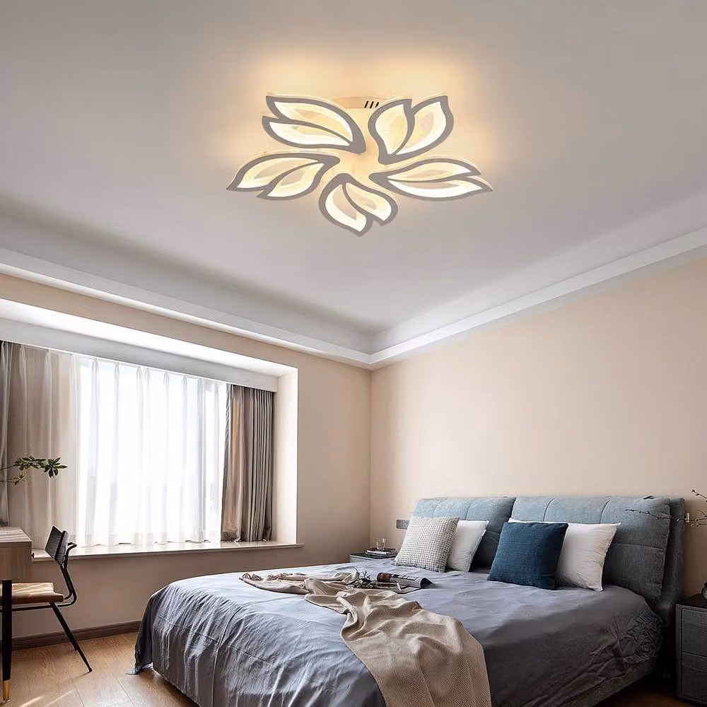 Goeco Modern LED Ceiling Light, Dimmable White Flower Design Chandelier with Remote Control – 2