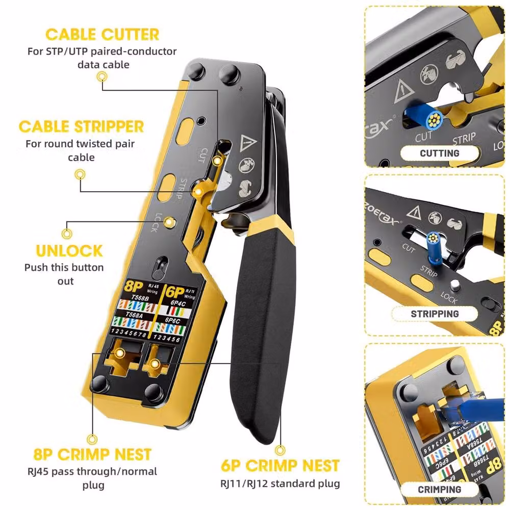 Havendro Pass Through RJ45 Ethernet Crimping Tool Kit in Blue and Multicolour – 2