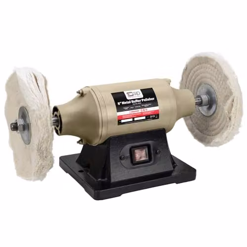 SIP 8 inch Beige Metal Benchtop Buffer Polisher Machine with 2 Wheels, 550W Motor, 230V, 2980RPM