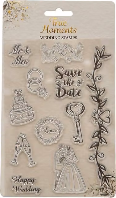 True Moments Wedding Rubber and Resin Stamps with Transparent Wood Handle