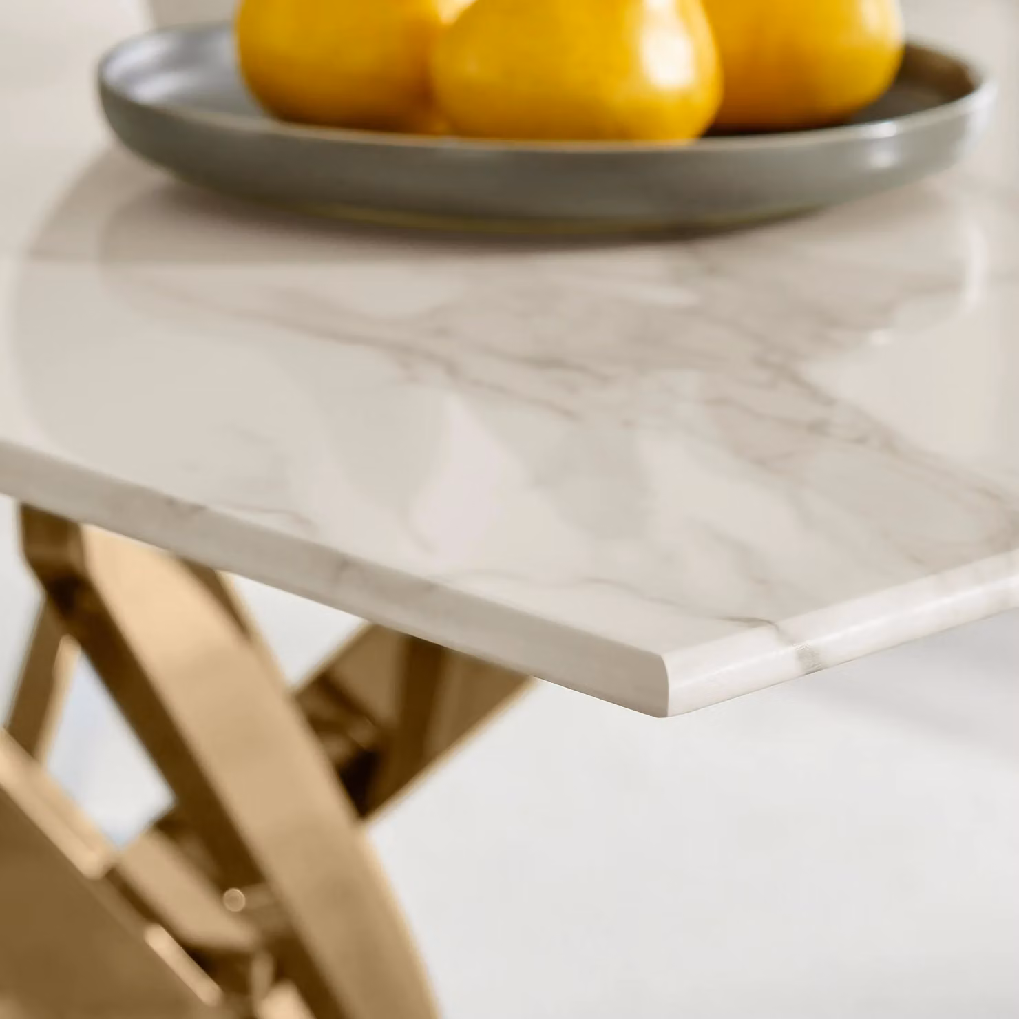 FurnitureboxUK Leonardo 4-Seater Rectangular Dining Table with White Marble Effect Glass Top and Gold Metal Legs – 2