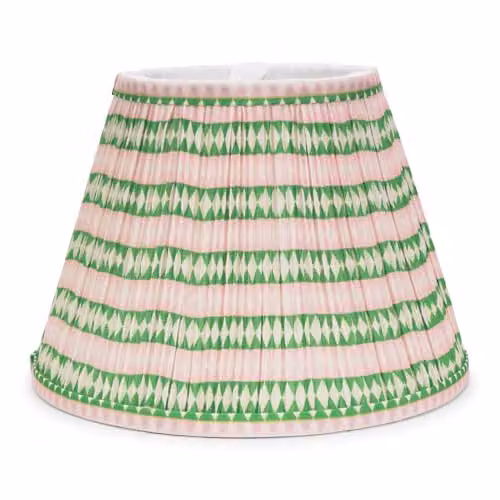 ValueLights Pink Aztec Gathered Fabric Pleated Tapered Lampshade, Shade Width: 41 cm