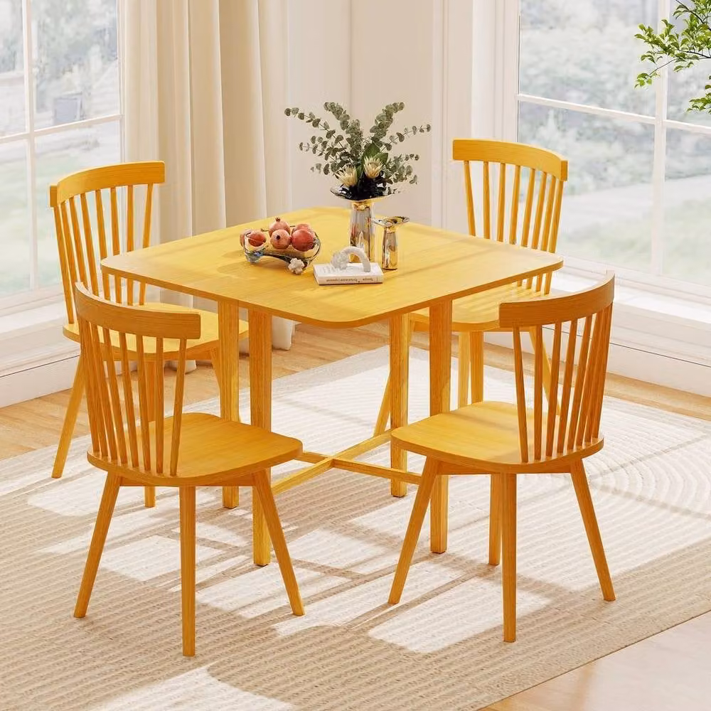 FORGEVIO Extendable Drop Leaf Kitchen Dining Table in Brown with X-Frame Design – 2
