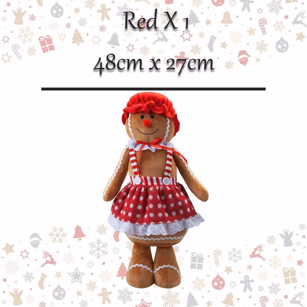 VFM e-Store Christmas Gingerbread Woman Decoration, Red, White and Multicolour, H 48 cm x W 27 cm – 2