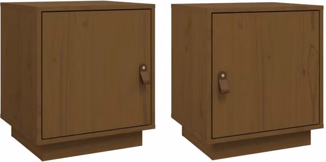 Berkfield Home Set of 2 Rustic Solid Wood Pine Bedside Cabinets, Honey Brown, W: 40 cm, D: 34 cm, H: 45 cm
