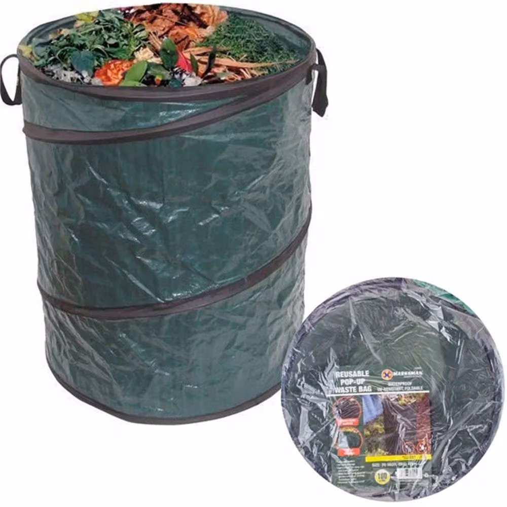 Nordara 2-Piece Large Heavy Duty Waterproof Pop Up Garden Waste Bags in Green – 3