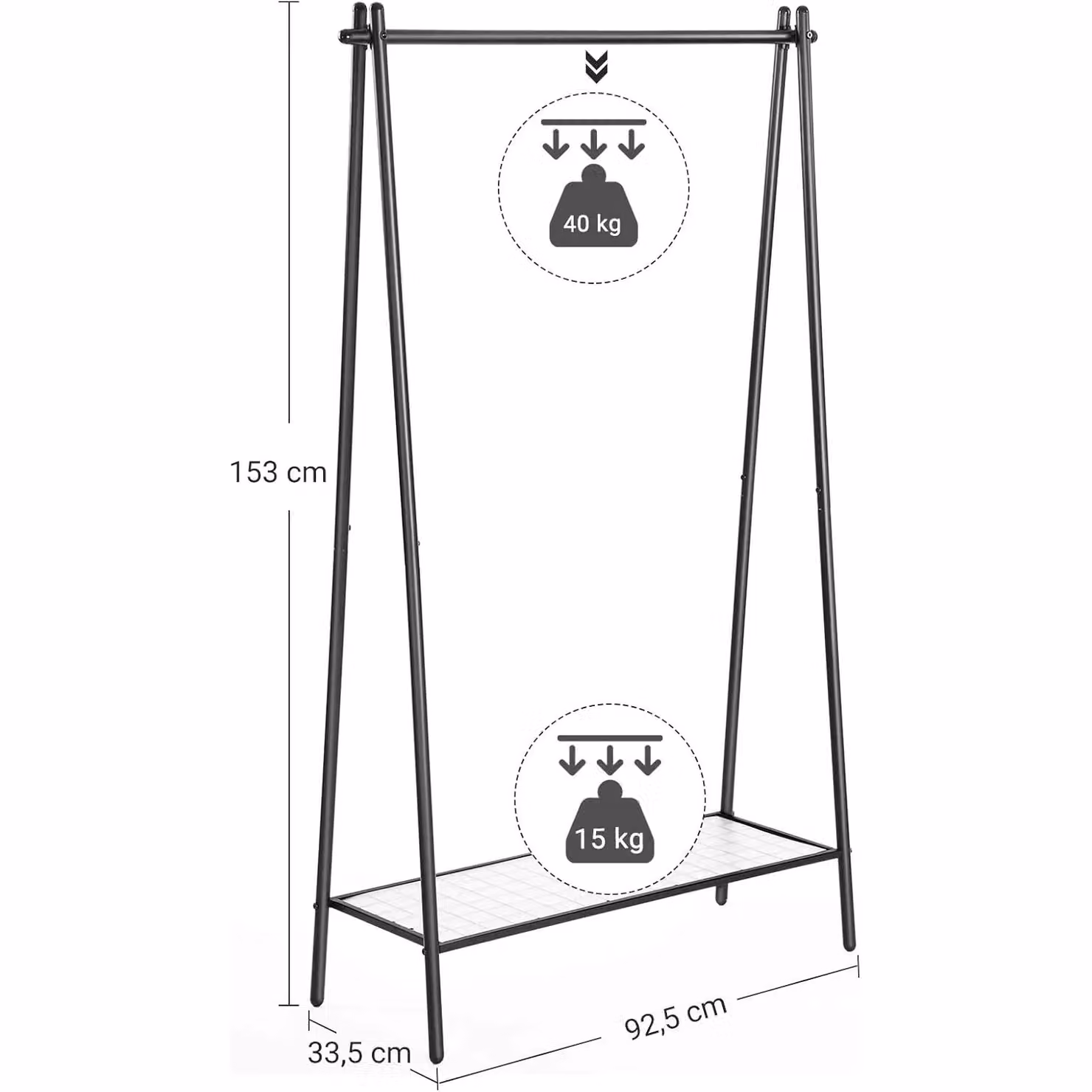 SONGMICS Metal Clothes Rail in Matt Black for Bedroom or Hallway – 2