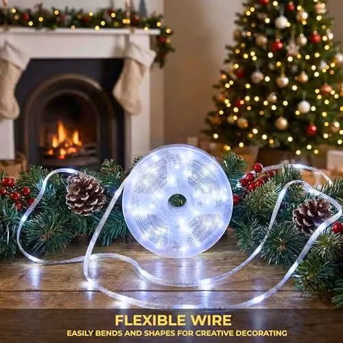 Shatchi Cool White LED Fairy String Lights with Timer, 500 LEDs, 50m, IP44 Waterproof for Indoor and Outdoor Use – 3