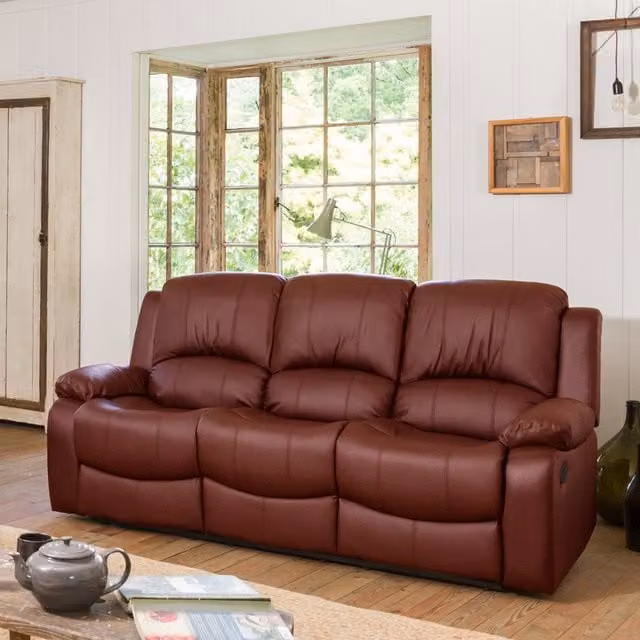 Artemis Home Glendale 3 Seat Manual Recliner Sofa in Red Synthetic Leather