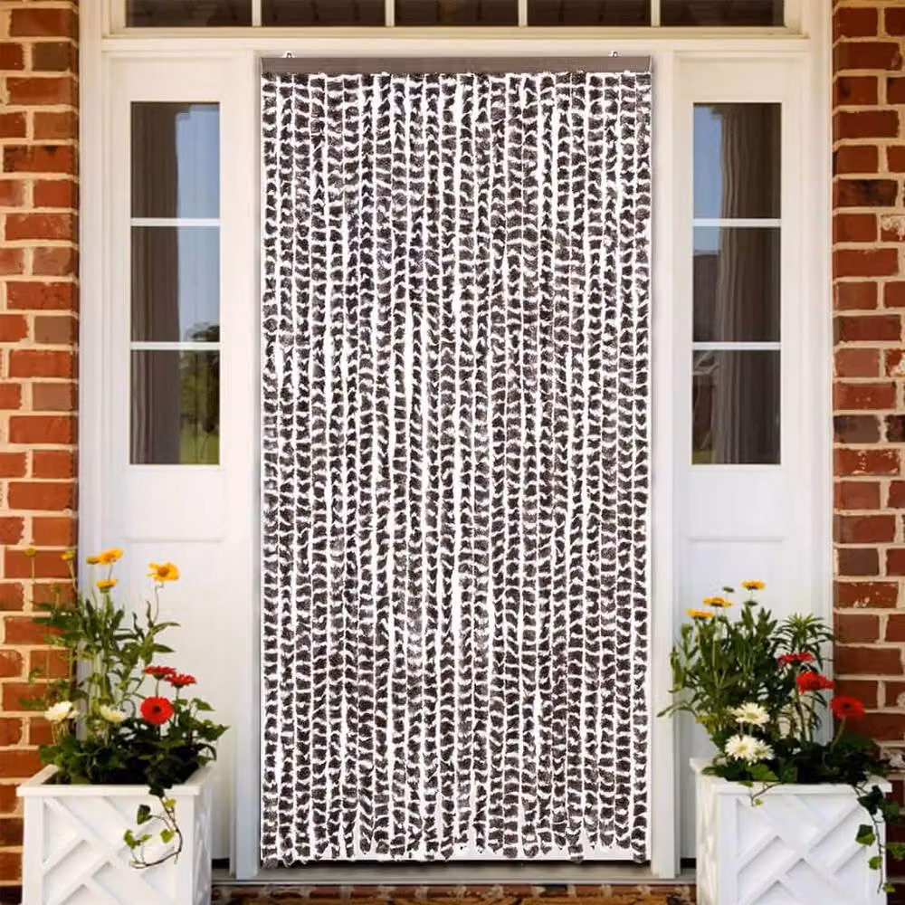 Berkfield Home Soft Fly Curtain in Brown and White Chenille, W: 100 cm, H: 230 cm – 2