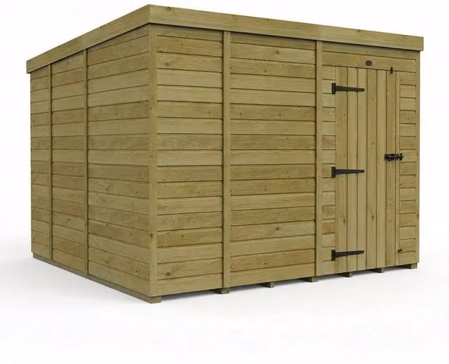 Buttercup Farm Pent Garden Shed in Brown Timber with Single Door – 1