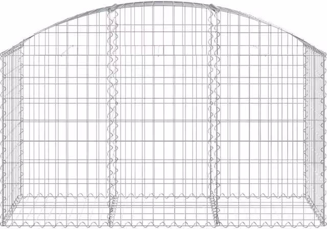 Berkfield Home Decorative Arched Gabion Basket in Silver Galvanised Steel, W: 150 cm, D: 50 cm, H: 80-100 cm – 1