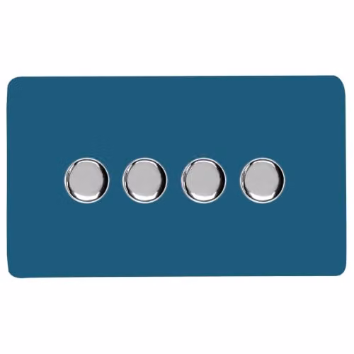Trendi Switch 4 Gang 1 or 2 Way 150w Rotary LED Dimmer Light Switch in Ocean Blue