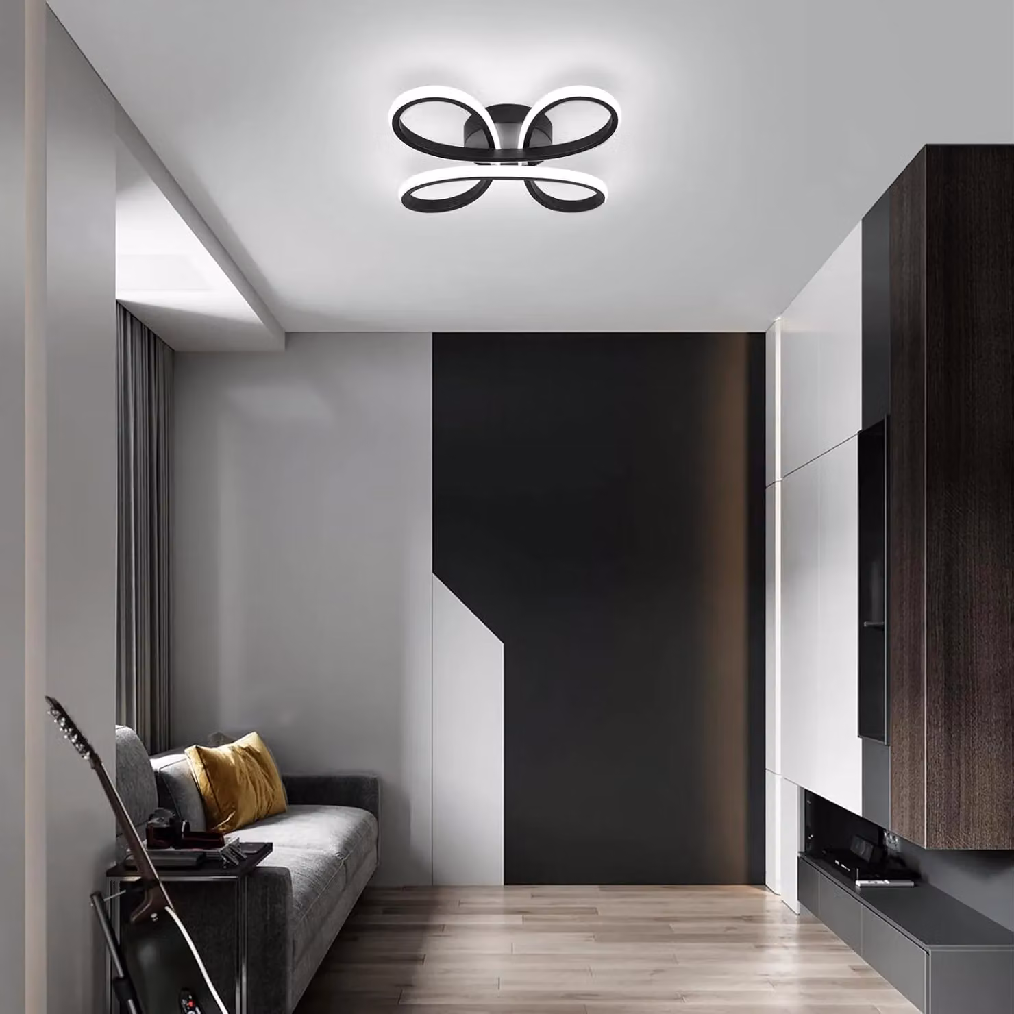 COMELY Modern LED Ceiling Light, 30W, Black, Cool White 6500K – 2
