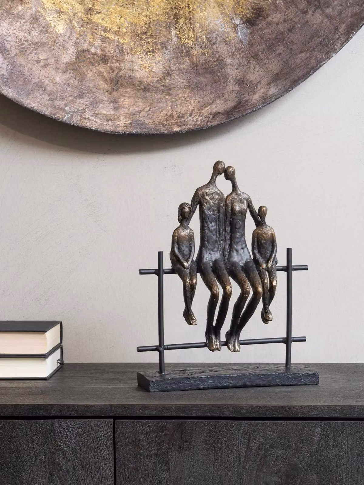 Libra Interiors Duxford Bench Family Of Four Abstract Sculpture in Bronze and Brown – 2