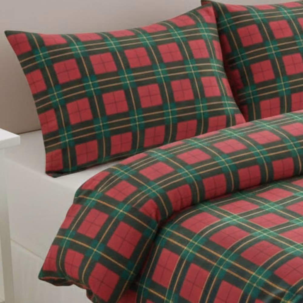 Snug City Red Tartan Flannelette Cotton Duvet Cover and Pillowcase Set, Single – 2