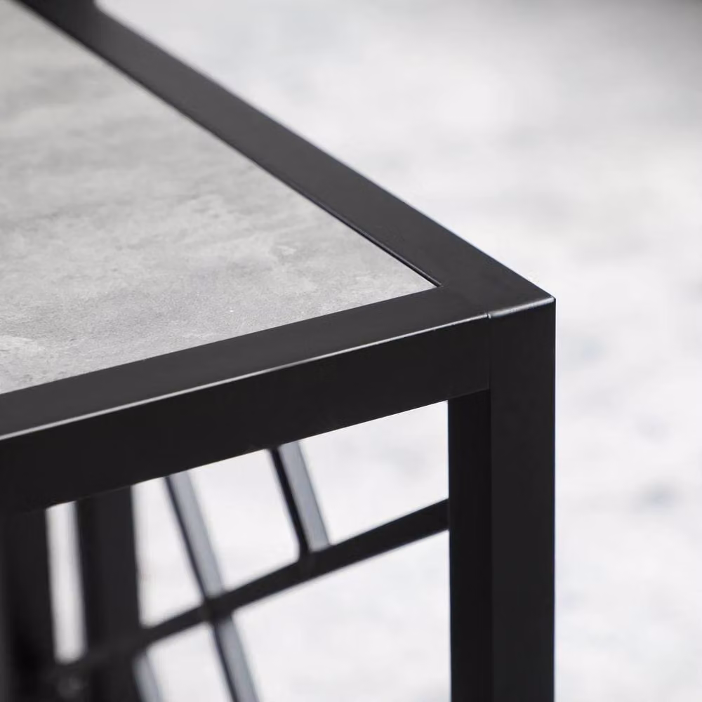 VOGREX Grey 3-Piece Nesting Coffee Table Set with Square Metal Frames – 4