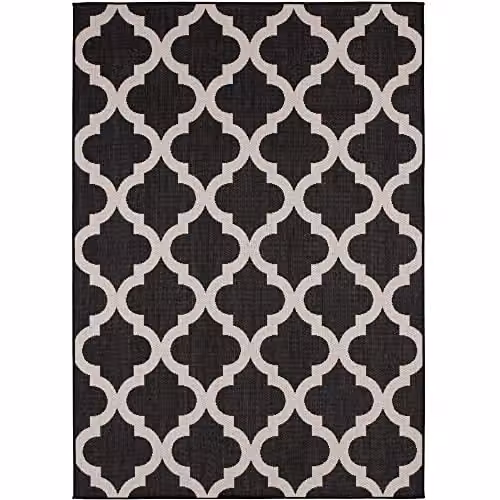THE RUGS Black Moroccan Modern Outdoor and Indoor Area Rug, W: 80 cm, L: 150 cm – 7