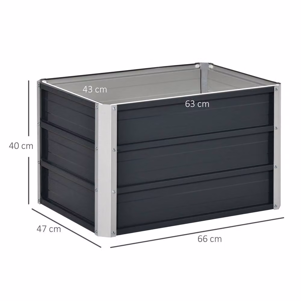 STILVORA Grey Steel Raised Garden Bed Planter Box, 108L, W/D/H: 66 x 47 x 40 cm – 3