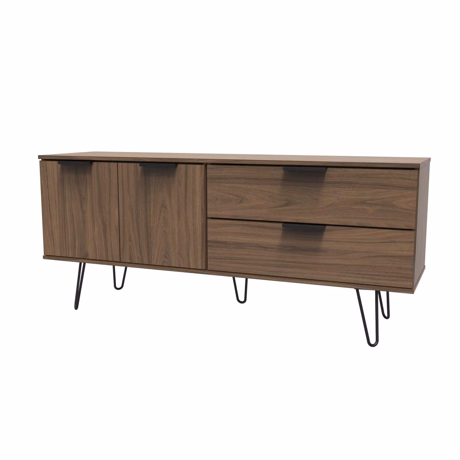 Ready Assembled 2 U Fuji Wide Sideboard with 2 Doors and 2 Drawers in Walnut – 2