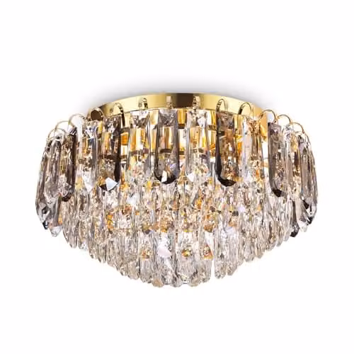 Netlighting Magnolia Indoor Crystal Flush Ceiling Lamp, 7 Lights, Gold/Brass