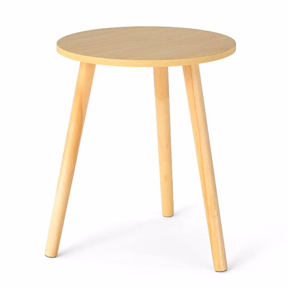 EONLION Round Coffee and End Table in Natural Wood Finish, Diameter: 100 cm – 4