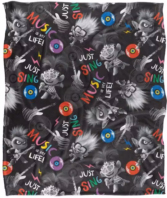 DreamWorks Trolls Just Sing Super Soft Throw Blanket, Multicolour, W: 152 cm, D: 127 cm – 1
