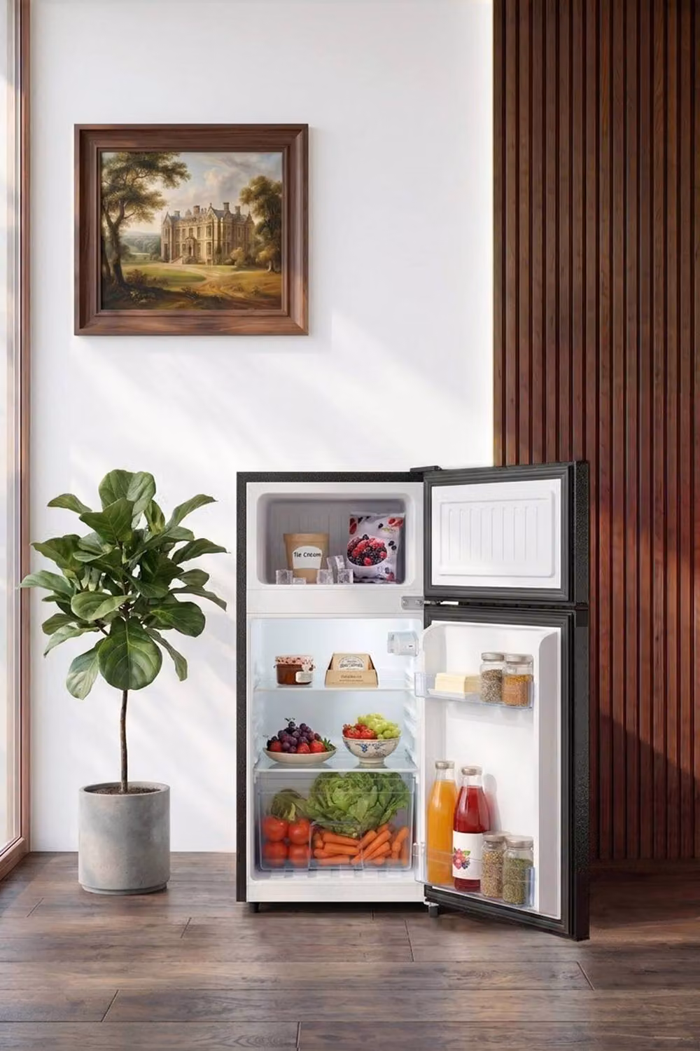 Living and Home 89L Freestanding Top Freezer Fridge in Black – 5
