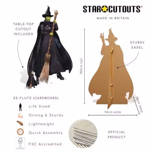 Star Cutouts SC4629 Elphaba Cynthia Erivo Wicked Green Witch Lifesize Cardboard Cutout 2-Pack in Green – 3