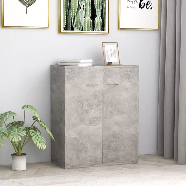 Berkfield Home Sideboard in Concrete Grey, MDF, W/D/H: 60 x 30 x 75 cm