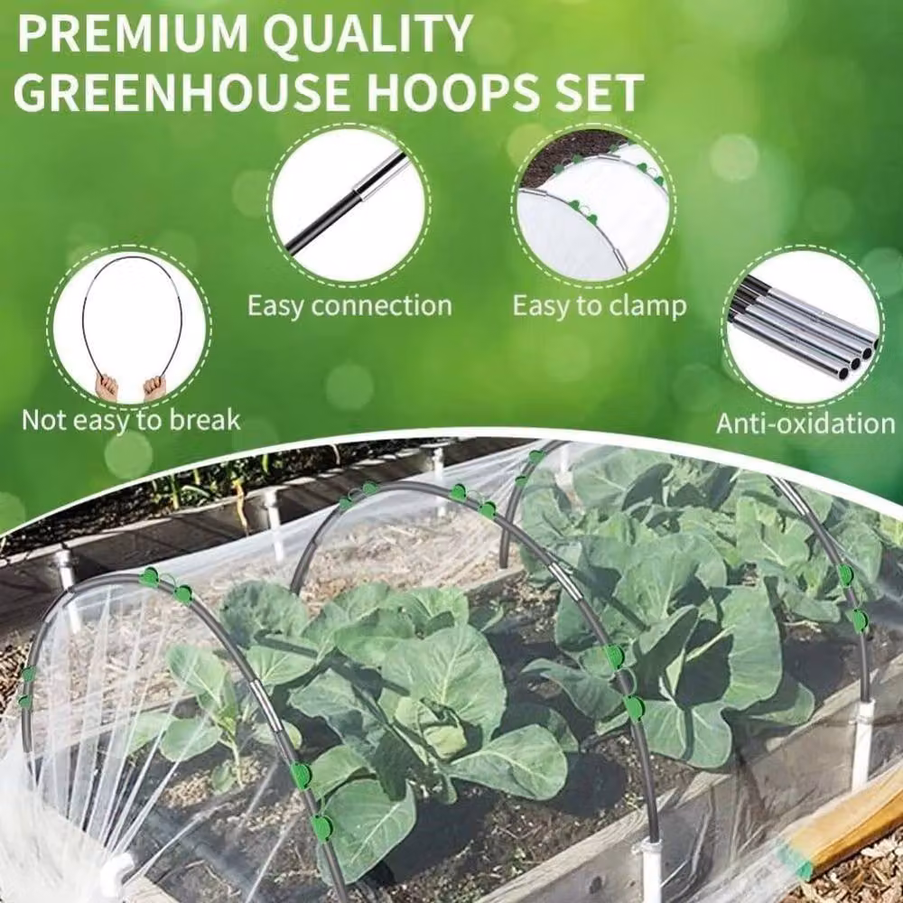 NESTLUNE 91-Piece Flexible Garden Cloche Hoops Greenhouse Frame in Black Steel – 3