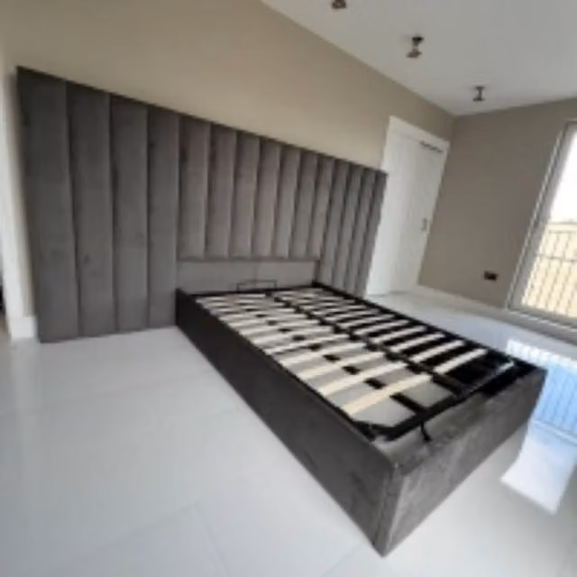 Stratus Interiors Expansa Extra Wide Hotel Style Bed Frame with Gas Lift Ottoman Storage in Grey Velvet, Super King (200 x 200 cm)