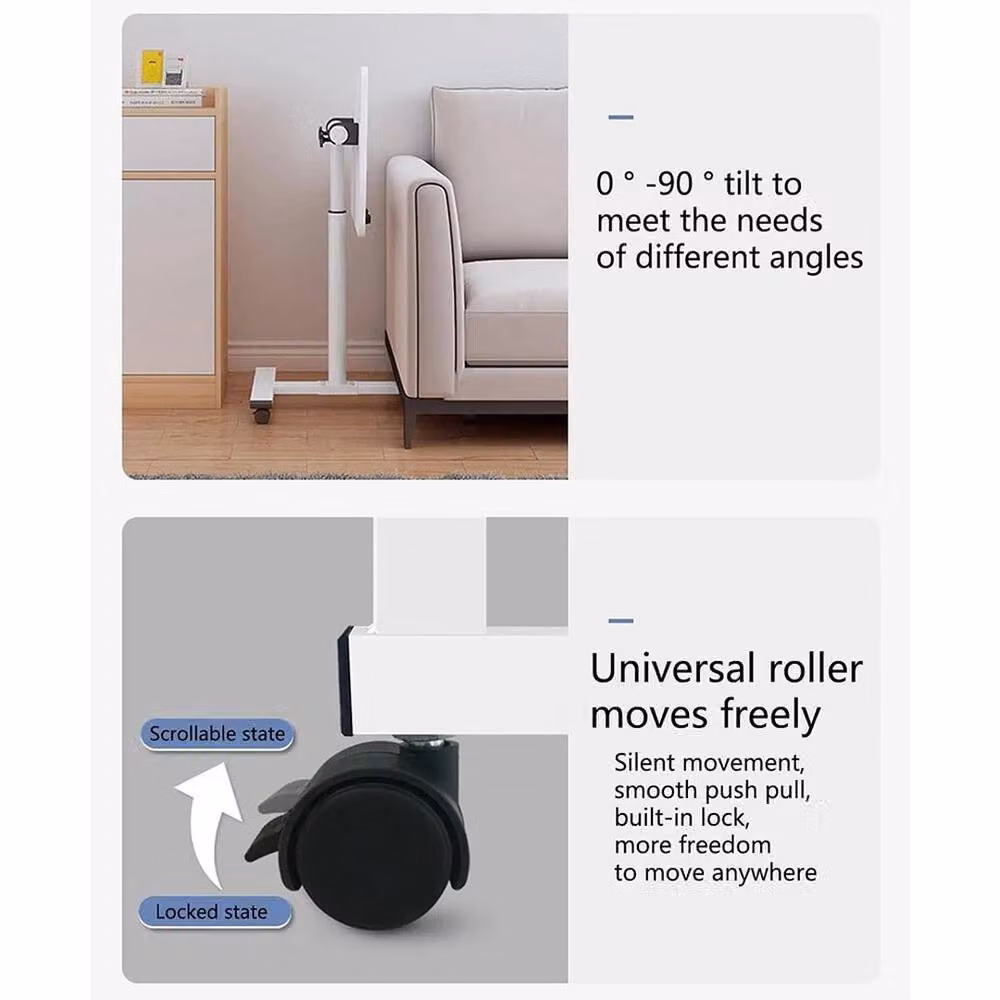 NESTLUNE White Adjustable Height Over Bed Laptop Table with Castors – 2
