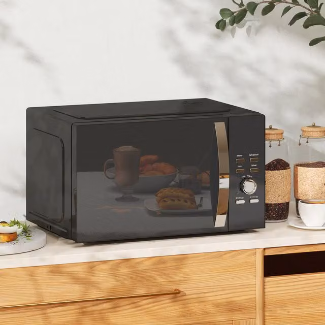 HOMCOM 23L 800W Digital Solo Microwave Oven with 5 Power Levels, Black