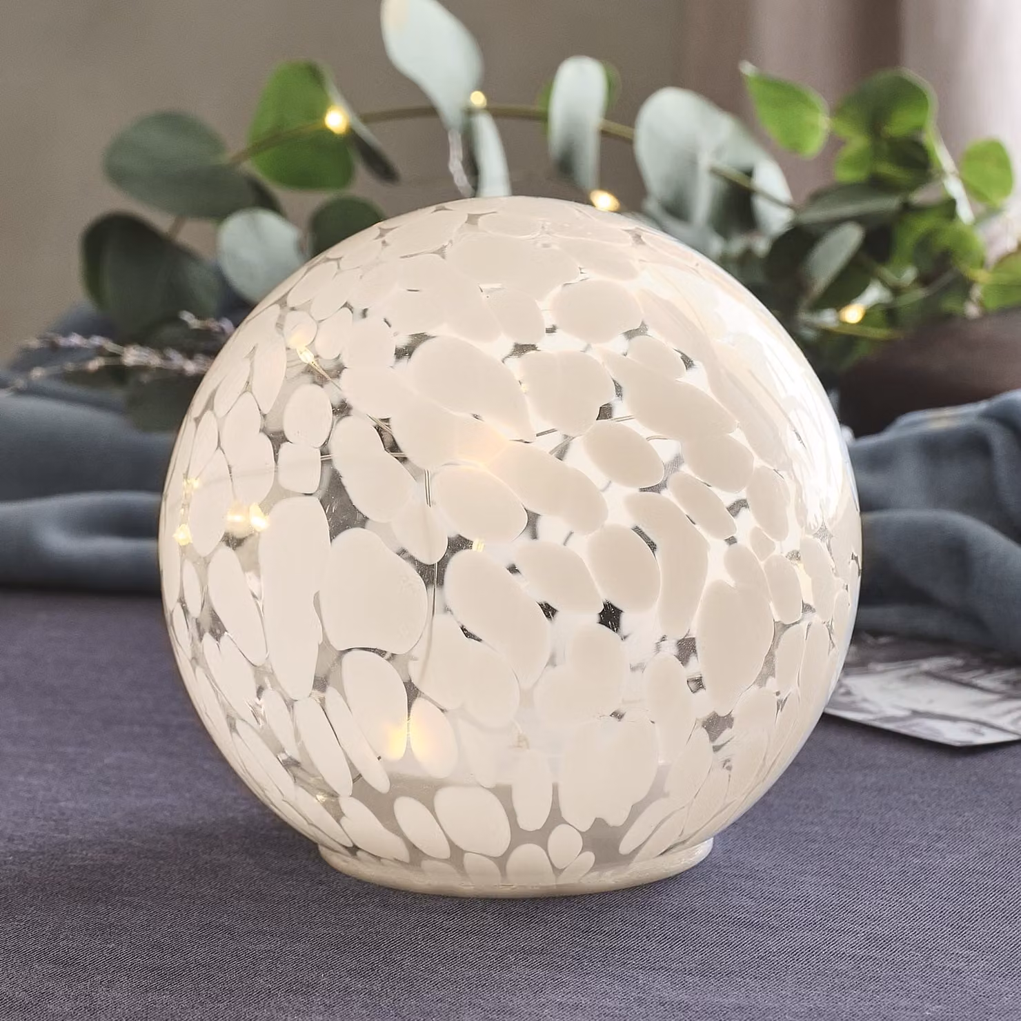 Lights4fun Large White Confetti Glass Globe Tabletop Decoration – 1