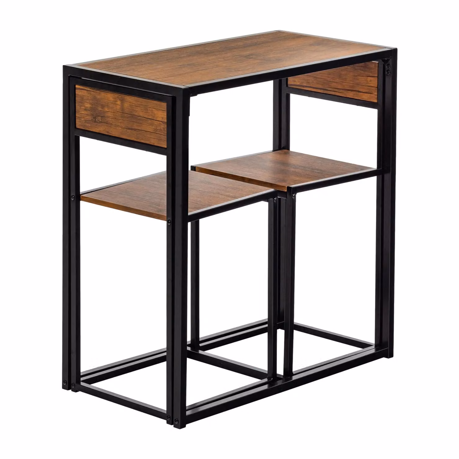 Harbour Housewares 2-Seater Industrial Breakfast Bar Set with Table and Chairs in Brown – 4