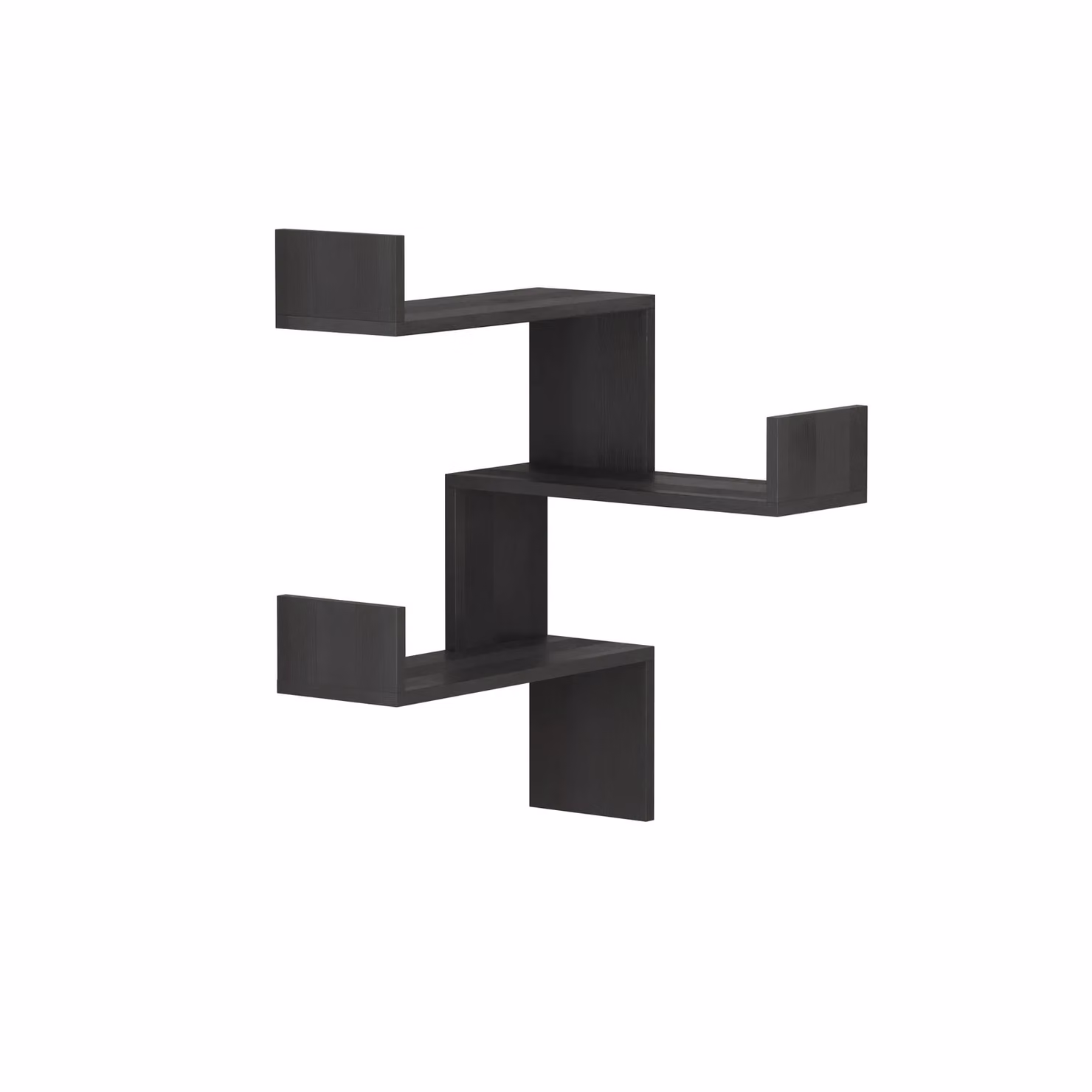 Decortie Luksa Wall Mounted Corner Bookcase with Zigzag Geometric Design in Black, W/D/H: 60 x 9 x 90 cm – 3