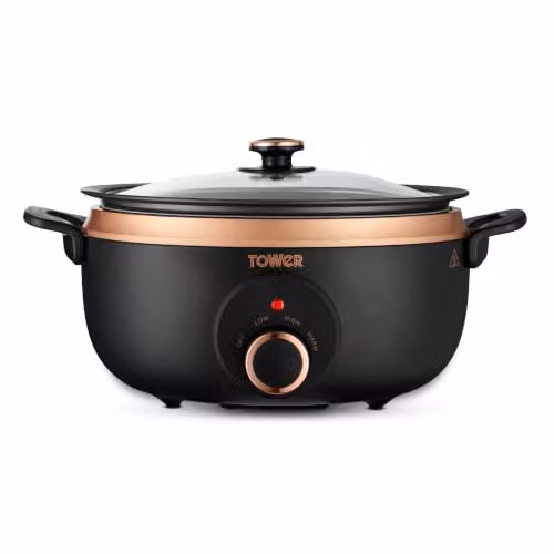 Tower Sear & Stew 3.5L Slow Cooker in Black and Rose Gold – 7