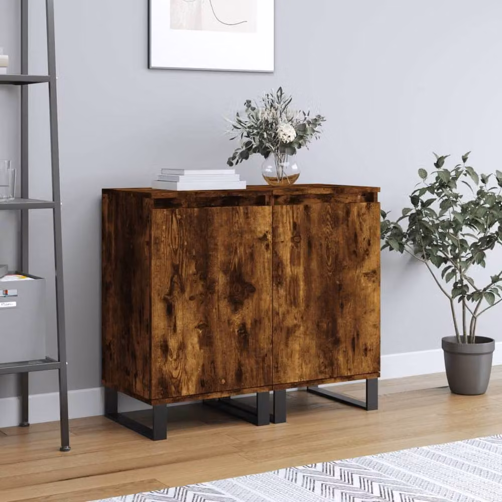 Berkfield Home Set of 2 Smoked Oak Sideboards in Brown, W/D/H: 40 x 35 x 70 cm – 2