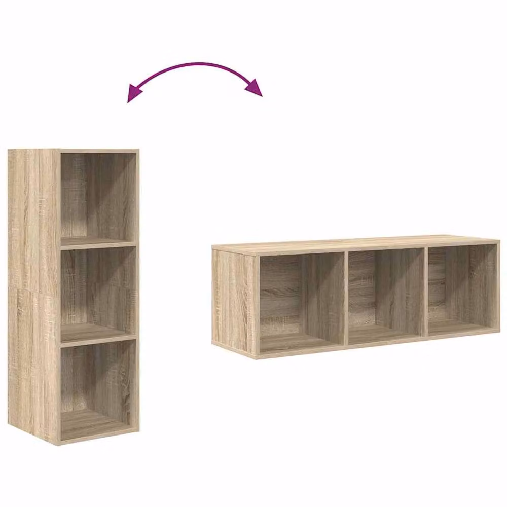 Berkfield Home Practical Wall-mounted TV Cabinet in Sonoma Oak, Light Brown, W/D/H: 37 x 37 x 107 cm – 3