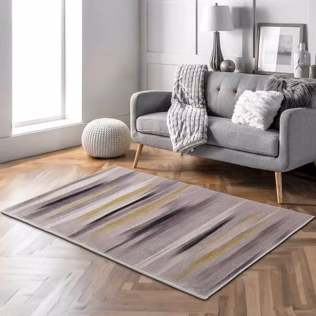 Livingandhome Modern Abstract Faux Cashmere Non-Slip Rectangular Rug in Multicolour