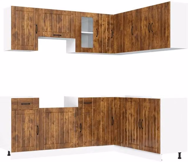 Berkfield Home Kalmar 11 Piece Kitchen Cabinet Set in Smoked Oak Brown Engineered Wood – 1