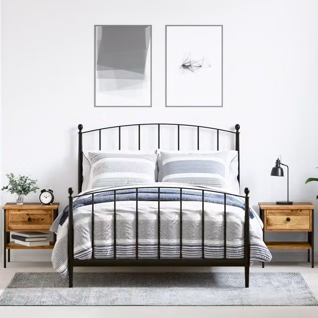 Berkfield Home Set of 2 Bedside Tables in Old Wood Brown, W/D/H: 40 x 42 x 45 cm – 1