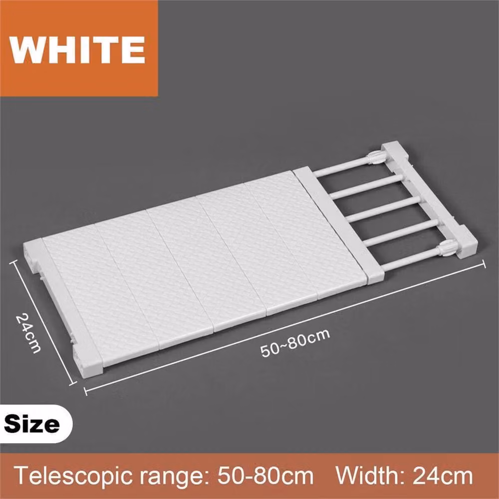 NESTLUNE 2-Piece Extendable Plastic Closet and Cupboard Storage Shelf Inserts, White, W: 100 cm, D: 15 cm, H: 15 cm – 2