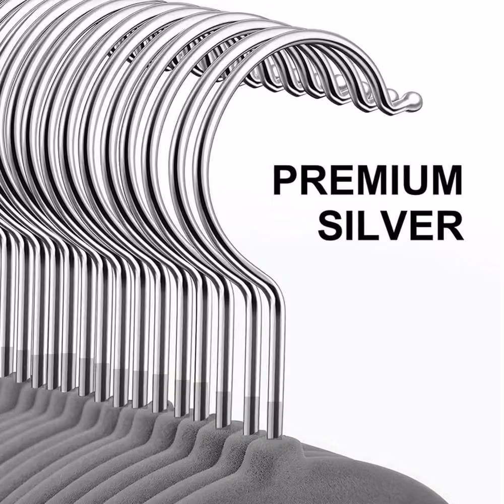 PAWNORA 100 Pack Space Saving Metal Wire Hangers in Grey – 3