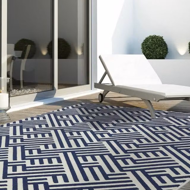 Asiatic Carpets Antibes Geometric Area Rug, Blue and White, W/D/H: 200 x 290 cm